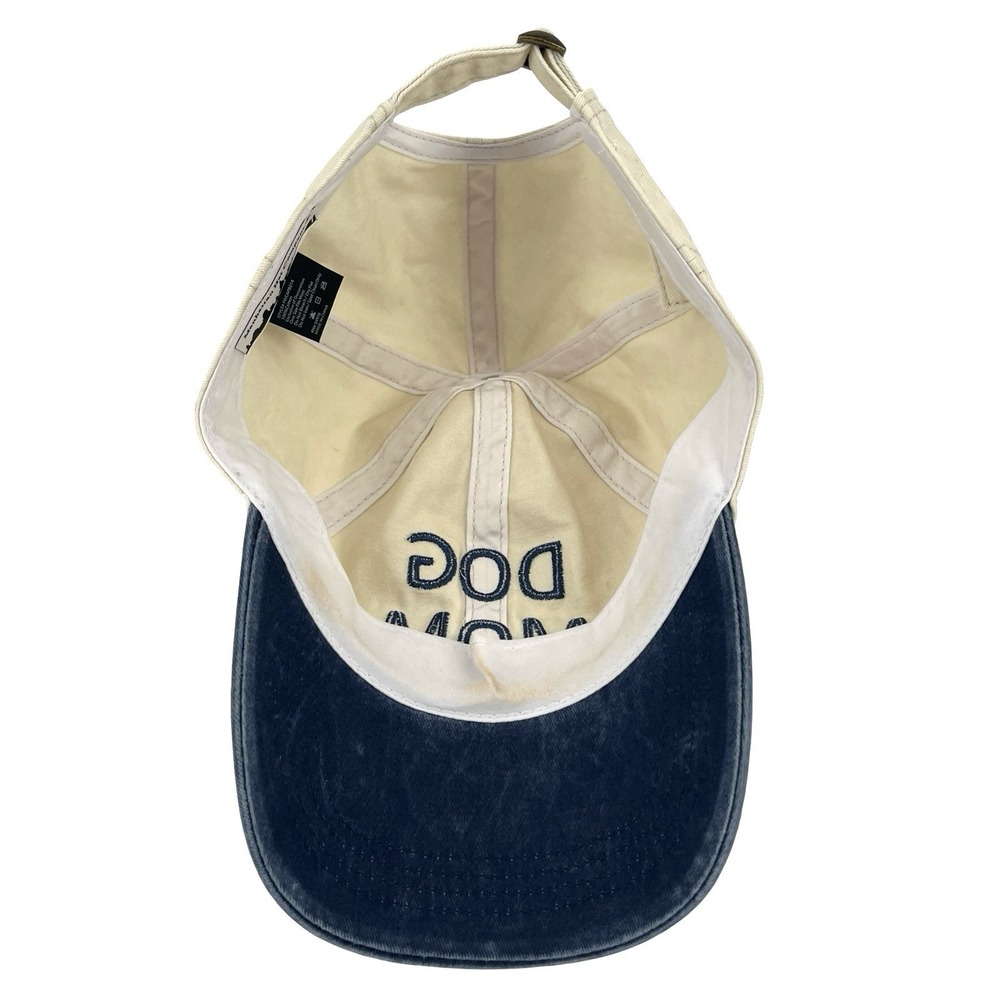Dog Mom Hat Manhattan Hat Company Beige Blue Embroidered Strapback Dad Cap - Picture 6 of 7